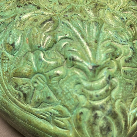Heart Shaped Brass Trinket Box with Verdigris Patina - Picture 7 of 8